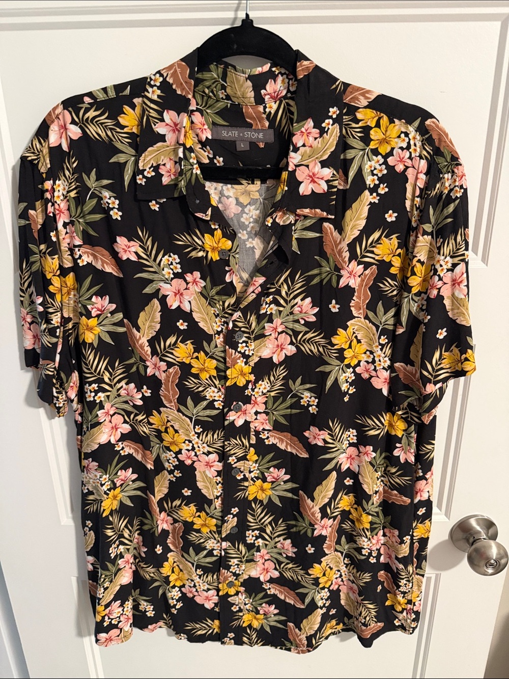 Slate & Stone Black Tropical Floral Button-Up Shirt